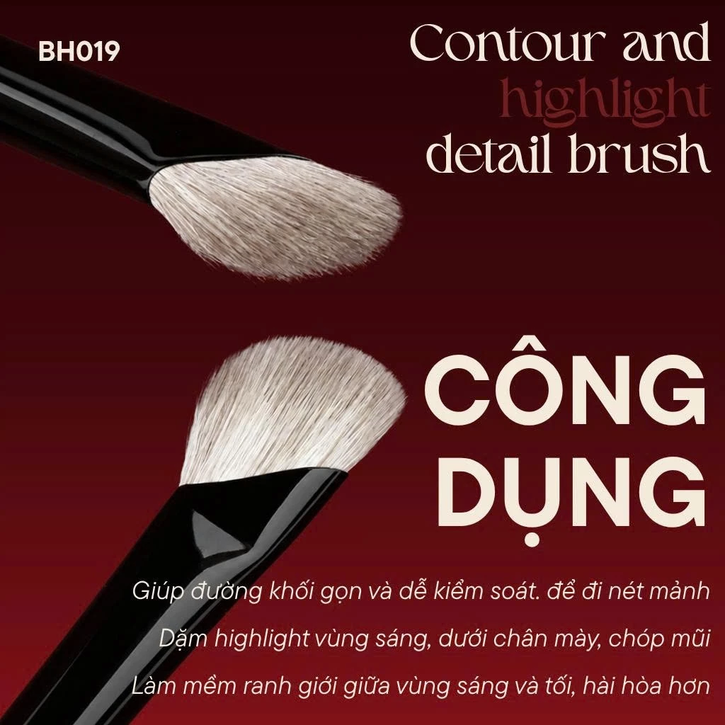 Cọ tạo khối mũi kem highlight vùng sáng BH Cosmetics Half Fan Highlighter Brush BH019